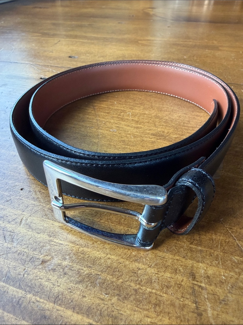 Brooks Brothers Men's Black Leather Belt Made in Italy Sz 36/90